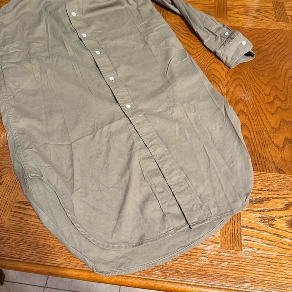 Buck Mason Midi Twill Shirt Dress in Olive Green Sz XS Long Sleeve Relaxed Fit - Picture 11 of 15